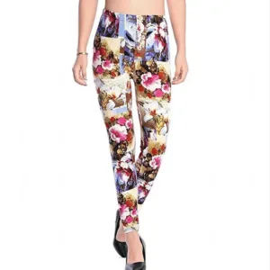 High Waisted Leggings Workout Cartoon Printed Clubwear Trousers