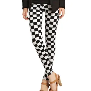 Leggings Cartoon Printed Punk Rock Disco Pants Clubwear Trousers Grid