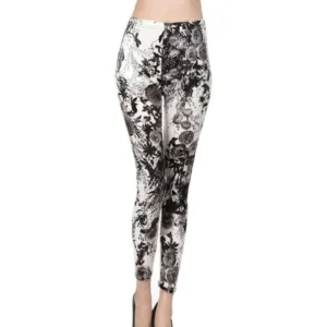 Leggings Workout Cartoon Leggings Grey Flower