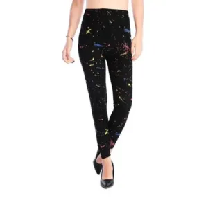 Printed Leggings  Rock Disco Pants Evening Clubwear Trousers Black Ink