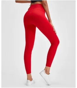 Soft Yoga Pant Gym Women's Leggings Buttery Fitness No Front Seam -  Red