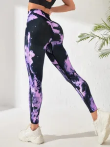 Tie Dye Seamless Leggings Women High Waist  Fitness Yoga Pants Push Up Workout  Legging Tights Gym Ladies Clothing - purple