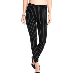 Workout Cartoon Printed Leggings Stretch Clubwear Trousers Black Stripe